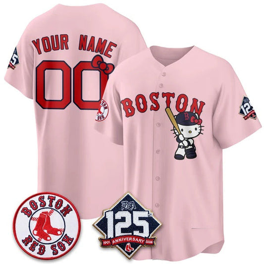 Custom Boston Red Sox Pink Puhics Meow KT Vapor Limited Stitched Jersey