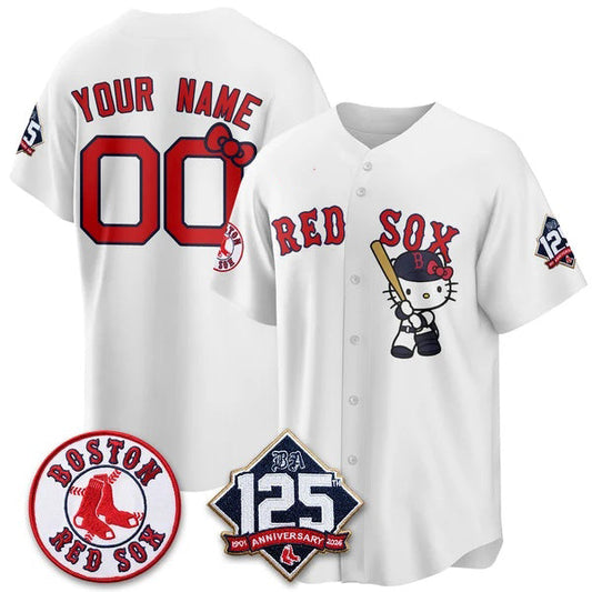 Custom Boston Red Sox White Puhics Meow KT Vapor Limited Stitched Jersey