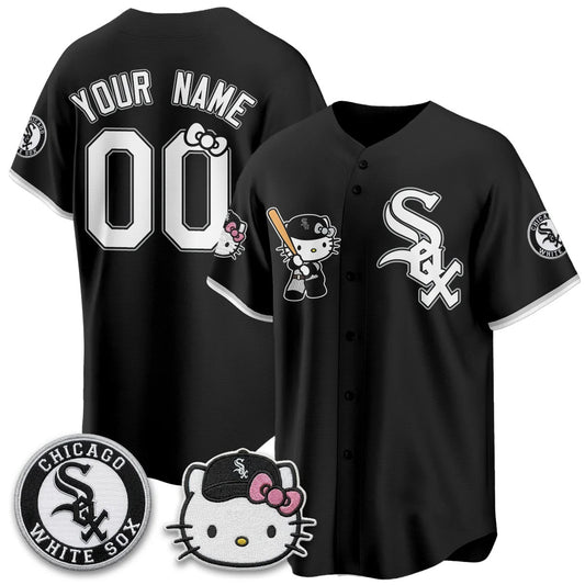 Custom Chicago White Sox Black Puhics Meow KT Vapor Stitched Jersey