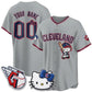 Custom Cleveland Guardians Gray Puhics Meow KT Vapor Stitched Jersey