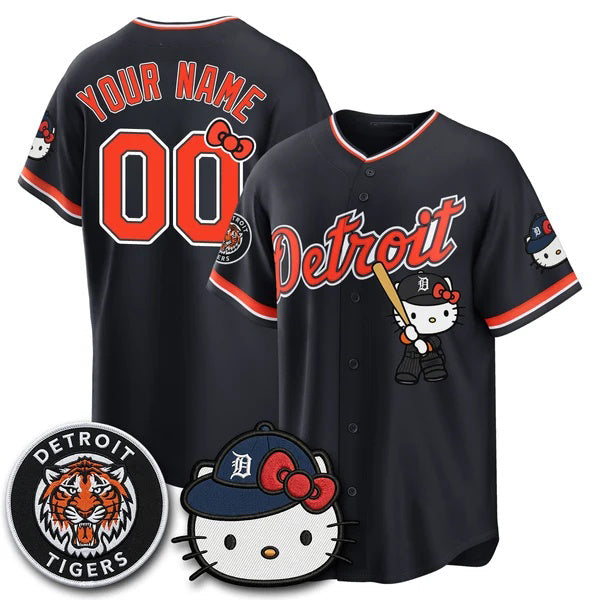 Custom Detroit Tigers Black Puhics Meow KT Edition Vapor Limited Stitched Jersey
