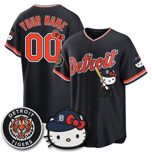 Custom Detroit Tigers Black Puhics Meow KT Edition Vapor Limited Stitched Jersey