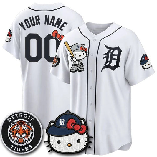 Custom Detroit Tigers White Puhics Meow KT Edition Vapor Limited Stitched Jersey