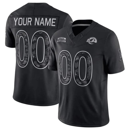 Custom LA.Rams Active Player Black Puhics F.U.S.E. 2026 Salute to Service Limited Stitched Jersey