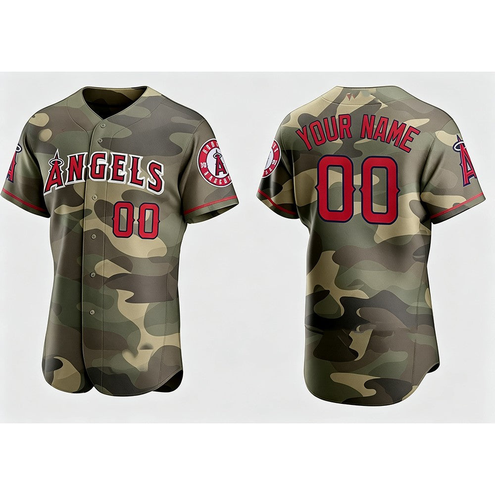 Custom Los Angeles Angels 2021 National Armed Forces Day Authentic Jersey Camo Stitched Baseball jerseys