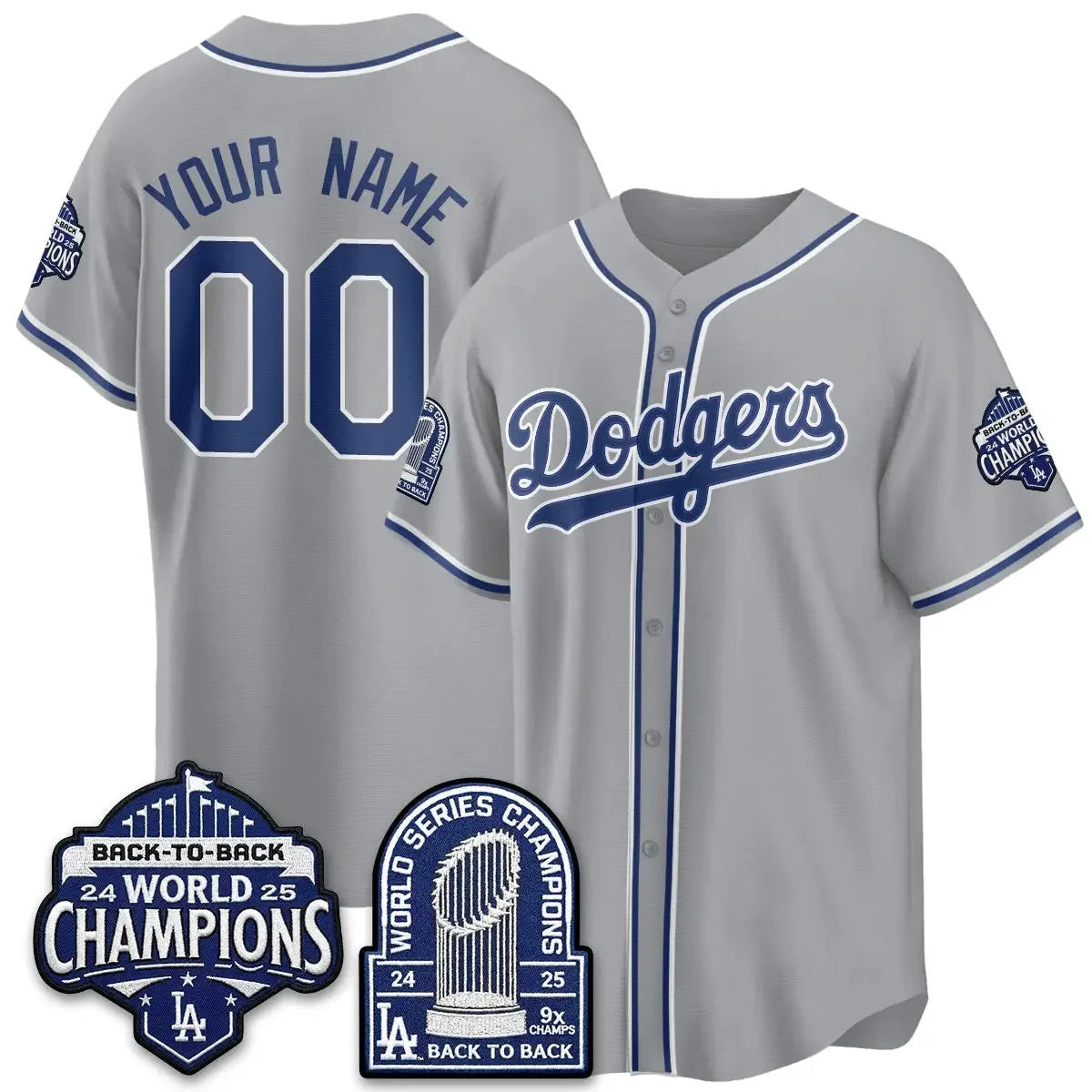 Custom Los Angeles Dodgers 2026 Gray Puhics Out Style Vapor Limited B2B Champ Jersey
