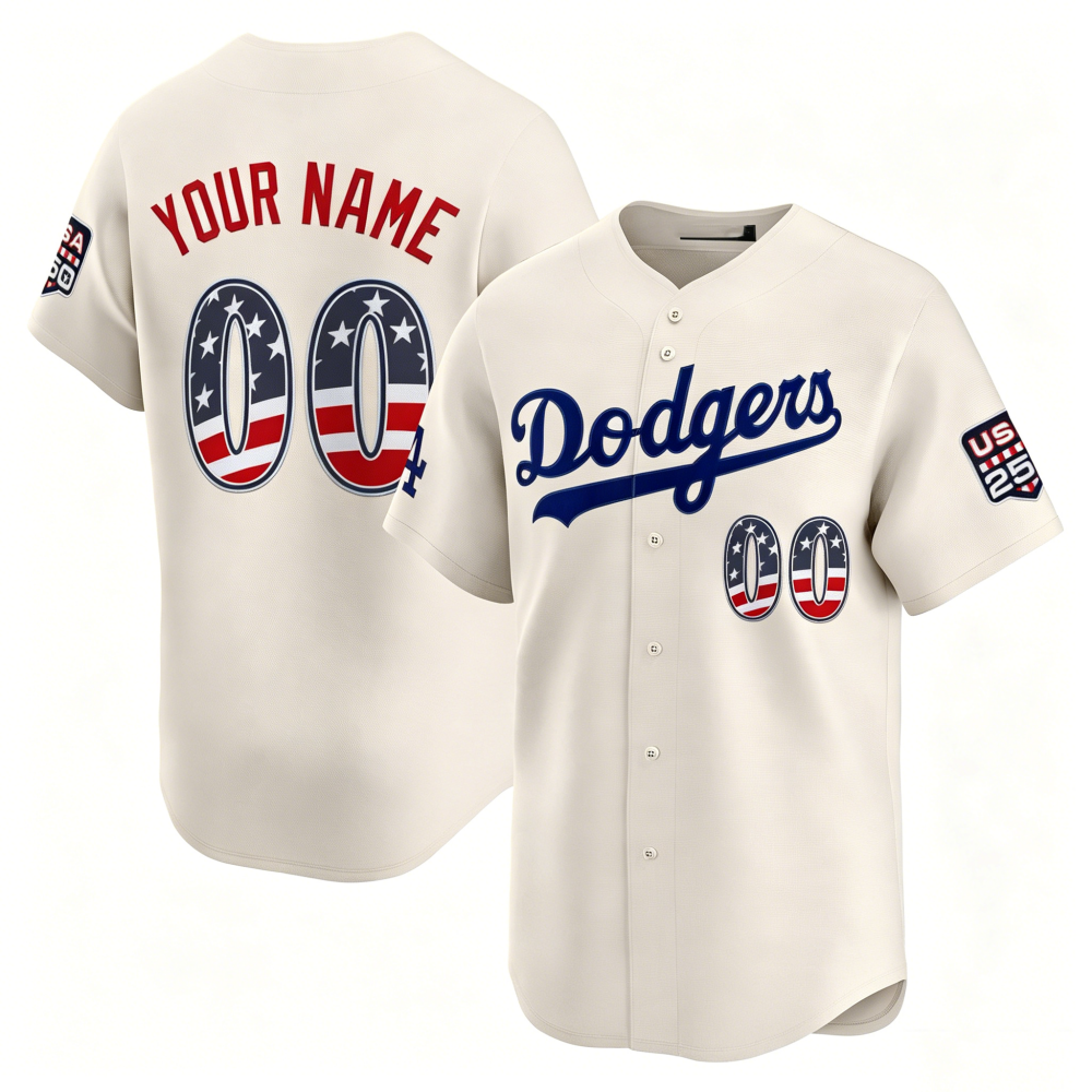Custom Los Angeles Dodgers Cream USA 250 Fourth of July Limited Baseball Stitched Jersey