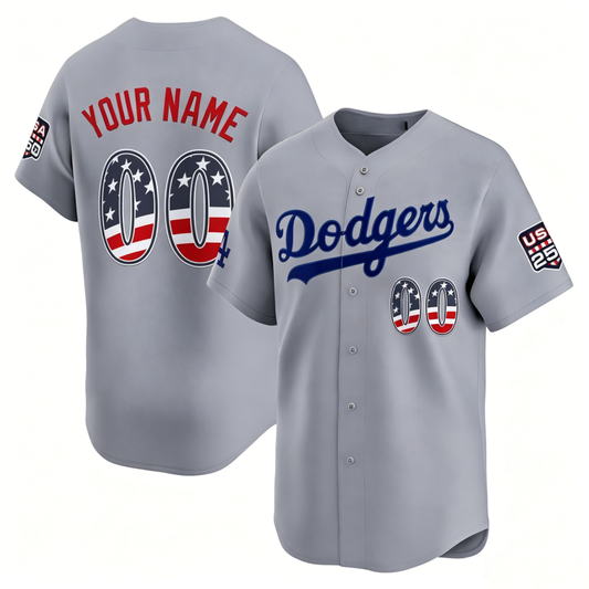 Custom Los Angeles Dodgers Gray USA 250 Fourth of July Limited Baseball Stitched Jersey