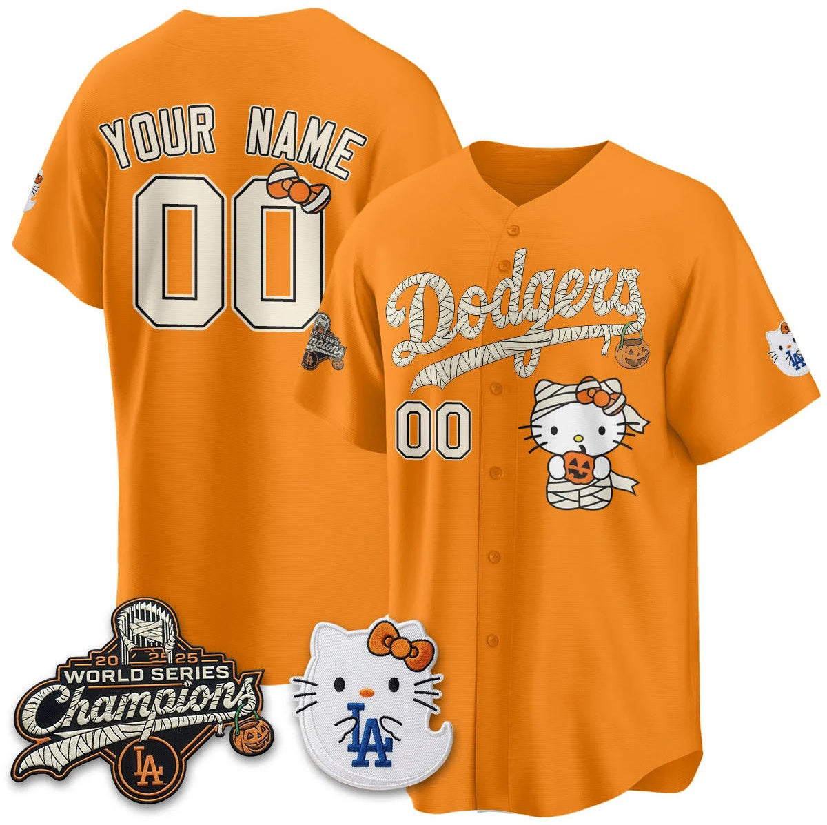Custom Los Angeles Dodgers Orange Puhics Halloween 2026 Vapor V2 Stitched Team Jersey