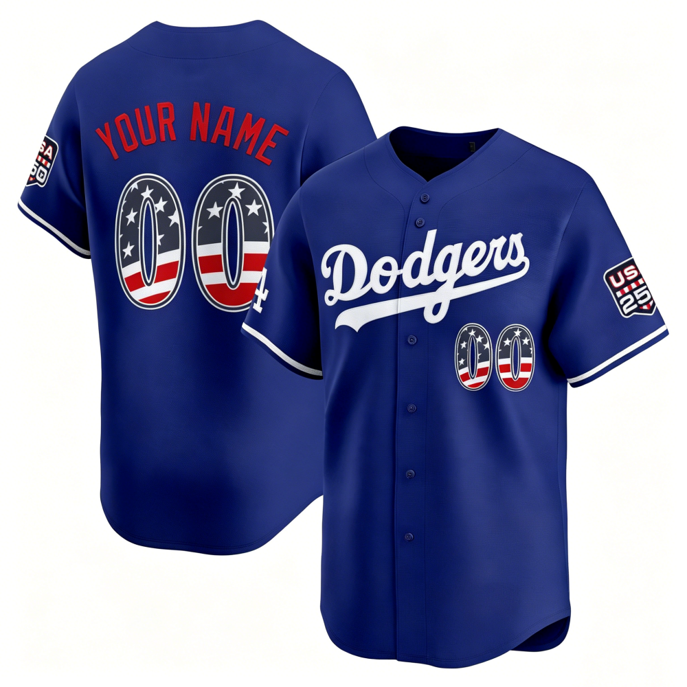 Custom Los Angeles Dodgers Royal USA 250 Fourth of July Limited Baseball Stitched Jersey