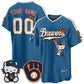 Custom Milwaukee Brewers Mineral Blue Puhics Meow KT Night Vapor Limited All Stitched Jersey