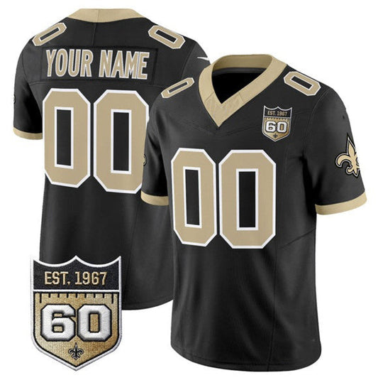 Custom NO.Saints Active Player Black Puhics F.U.S.E. 60th Anniversary Patch Vapor Limited Stitched Jersey