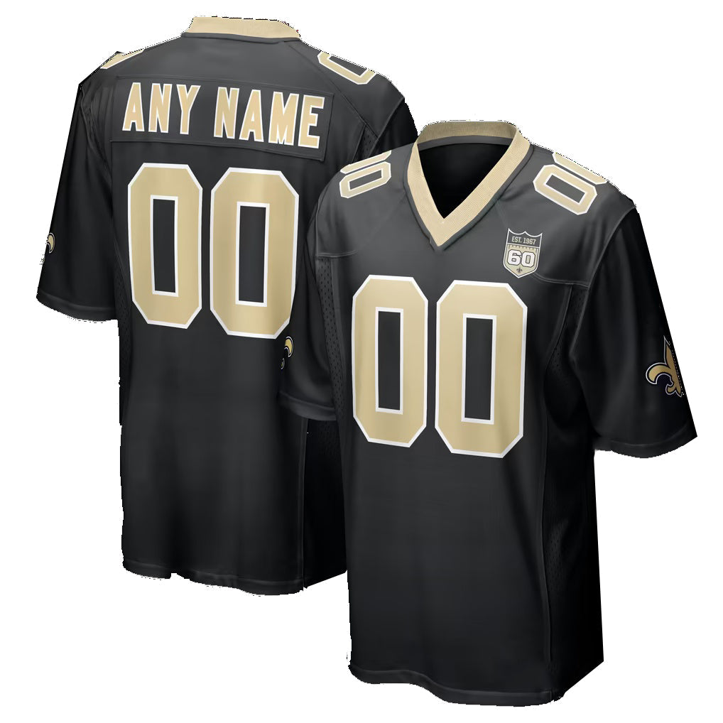 Custom NO.Saints Black Puhics 60th Season Game Jersey