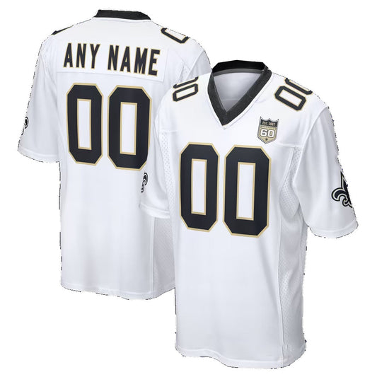 Custom NO.Saints White Puhics 60th Season Game Jersey