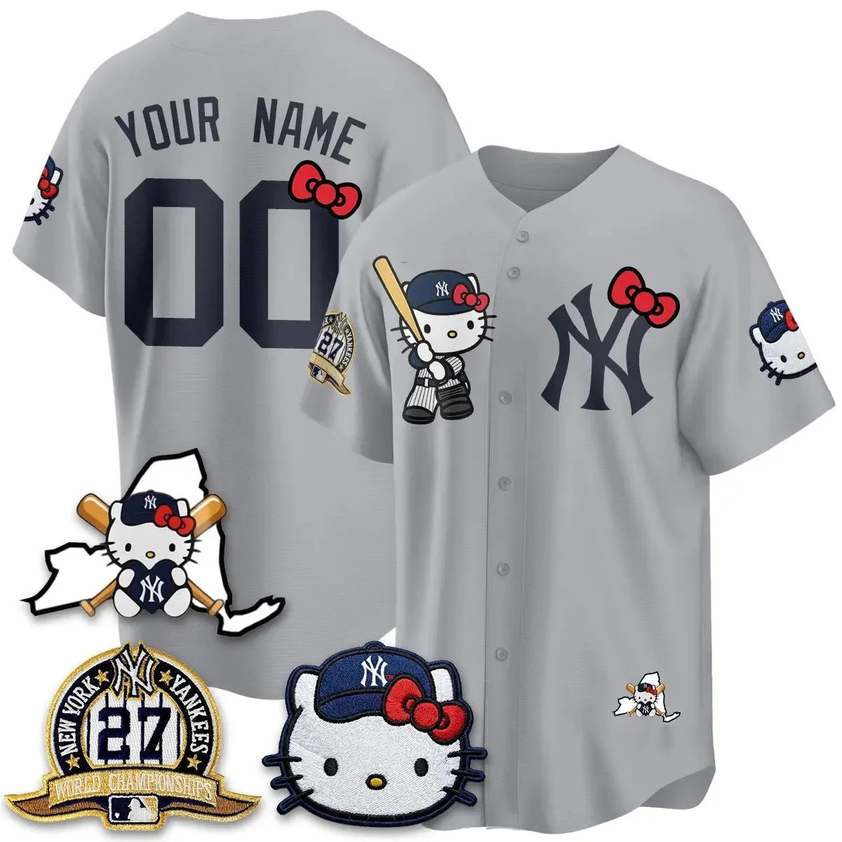 Custom New York Yankees Gray Puhics Meow KT 2026 Vapor Limited Jersey