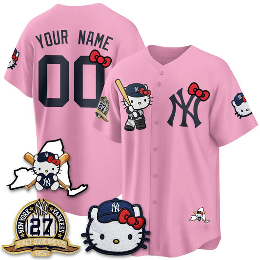 Custom New York Yankees Pink Puhics Meow KT 2026 Vapor Limited Jersey