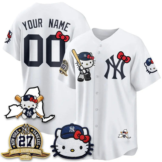 Custom New York Yankees White Puhics Meow KT 2026 Vapor Limited Jersey