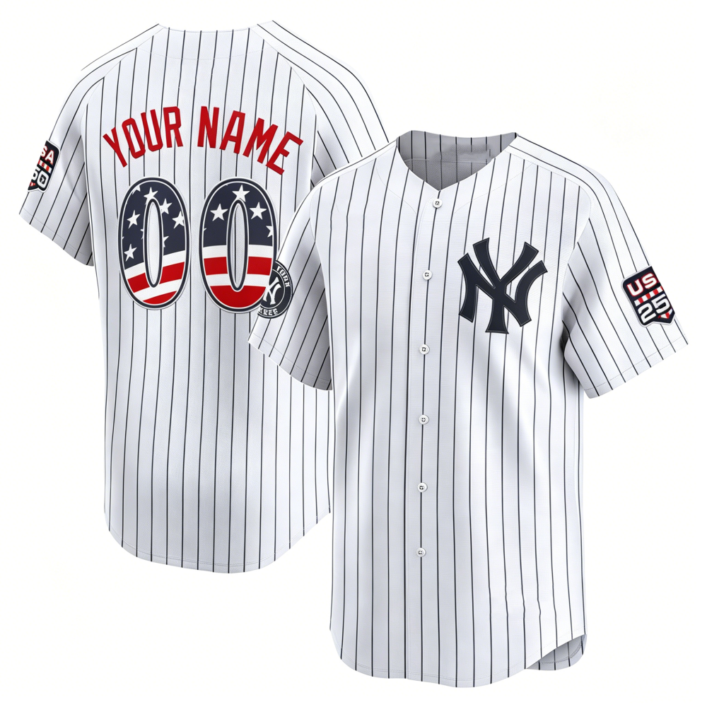 Custom New York Yankees White USA 250 Fourth of July Limited Baseball Stitched Jersey