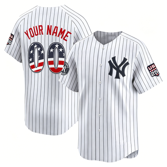 Custom New York Yankees White USA 250 Fourth of July Limited Baseball Stitched Jersey