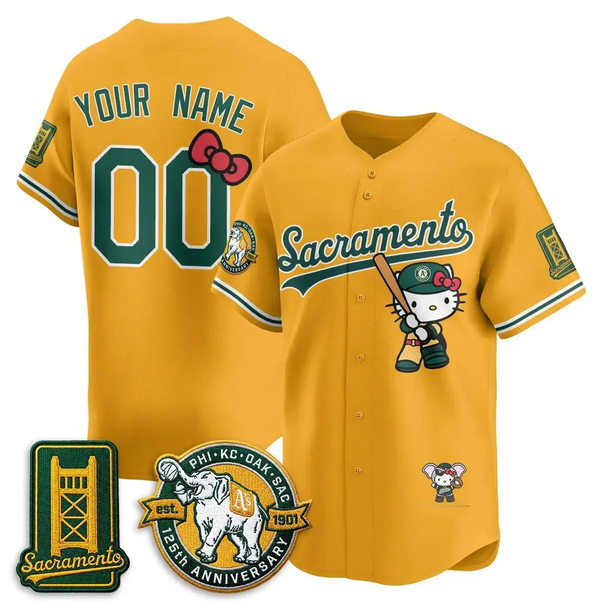 Custom Oakland Athletics Gold Puhics Meow KT 2026 Vapor Limited Stitched Jersey