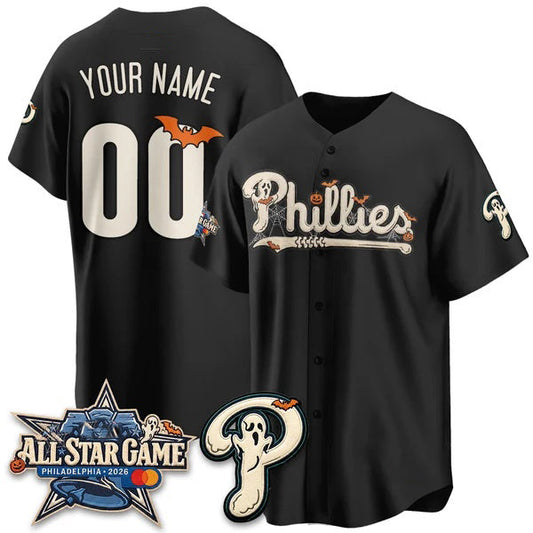 Custom Philadelphia Phillies Black Puhics Halloween 2026 Vapor Limited Stitched Jersey