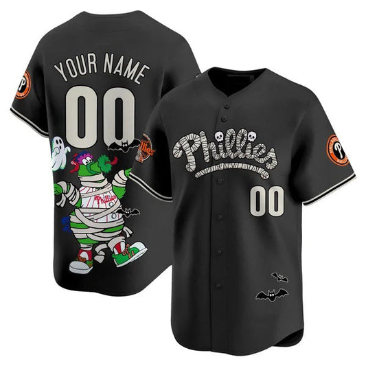 Custom Philadelphia Phillies Black Puhics Phanatic Halloween Vapor Limited Printed Jersey