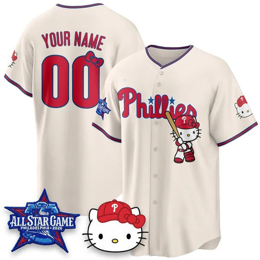 Custom Philadelphia Phillies Cream Puhics Meow KT Vapor Limited V2 Stitched Jersey