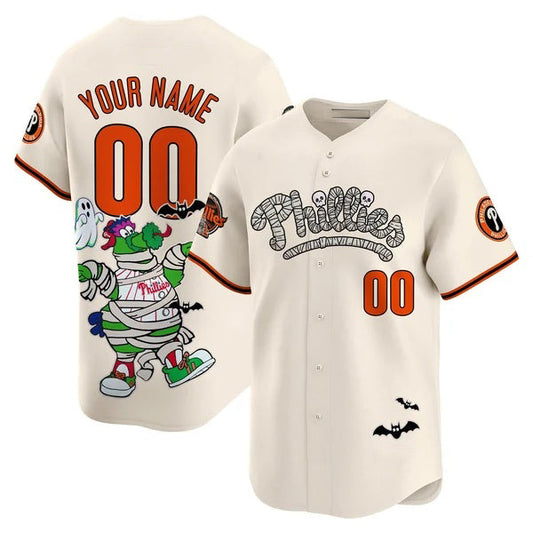 Custom Philadelphia Phillies Cream Puhics Phanatic Halloween Vapor Limited Printed Jersey
