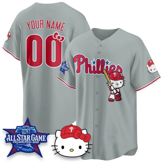 Custom Philadelphia Phillies Gray Puhics Meow KT Vapor Limited V2 Stitched Jersey
