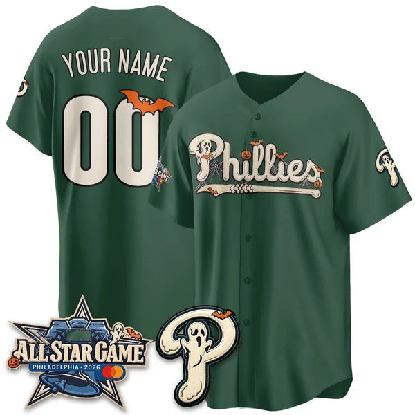 Custom Philadelphia Phillies Green Puhics Halloween 2026 Vapor Limited Stitched Jersey