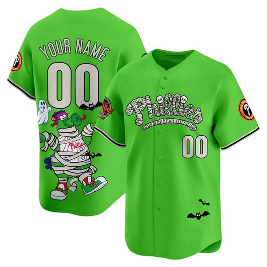 Custom Philadelphia Phillies Green Puhics Phanatic Halloween Vapor Limited Printed Jersey