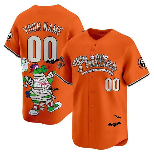 Custom Philadelphia Phillies Orange Puhics Phanatic Halloween Vapor Limited Printed Jersey