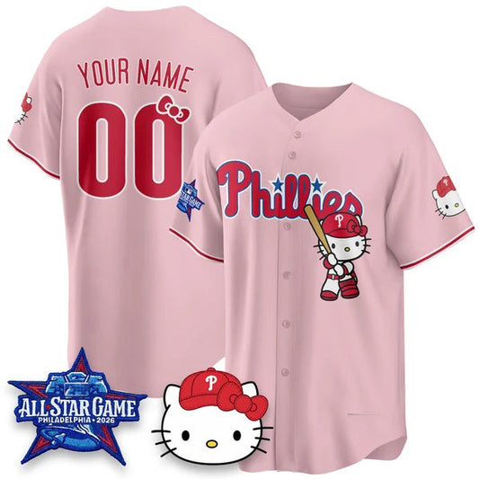 Custom Philadelphia Phillies Pink Puhics Meow KT Vapor Limited V2 Stitched Jersey
