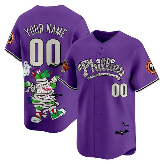 Custom Philadelphia Phillies Purple Puhics Phanatic Halloween Vapor Limited Printed Jersey