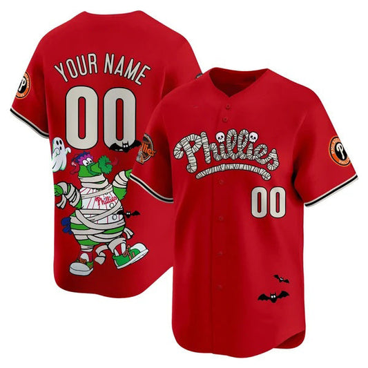 Custom Philadelphia Phillies Red Puhics Phanatic Halloween Vapor Limited Printed Jersey