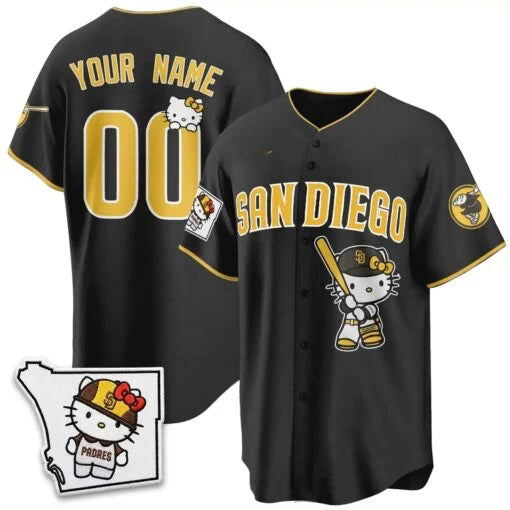 Custom San Diego Padres Black Puhics Meow KT Vapor Limited All Stitched V2 Jersey