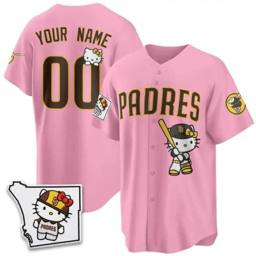 Custom San Diego Padres Pink Puhics Meow KT Vapor Limited All Stitched V2 Jersey