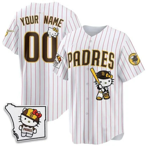 Custom San Diego Padres Pinstripe Pink Puhics Meow KT Vapor Limited All Stitched V2 Jersey