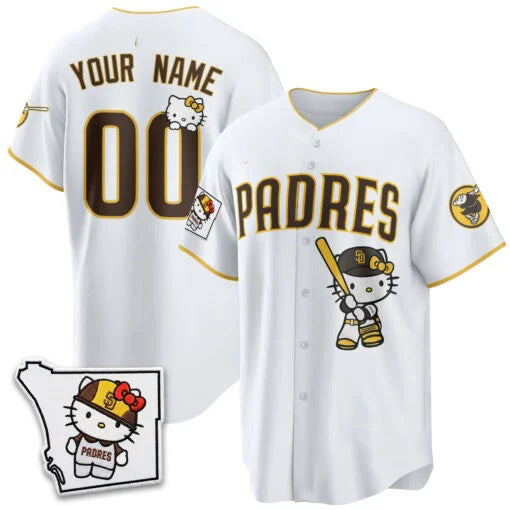 Custom San Diego Padres White Puhics Meow KT Vapor Limited All Stitched V2 Jersey