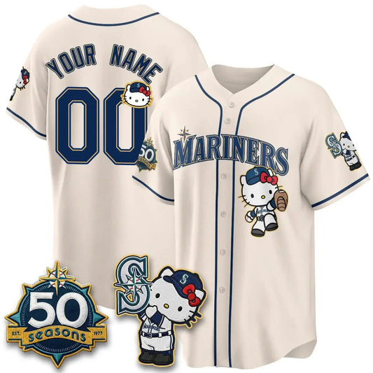 Custom Seattle Mariners x Meow KT Night Cream Puhics Limited Jersey - All Stitched V2