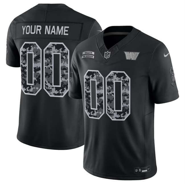 Custom W.Commanders Active Player Black Puhics F.U.S.E. 2026 Salute to Service Limited Stitched Jersey