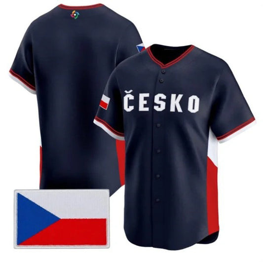 Czech Republic Baseball Navy 2026 World Baseball Classic Team Stitched Baseball Jersey