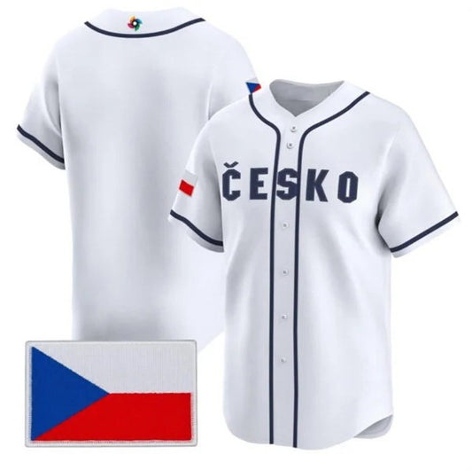 Czech Republic Baseball White 2026 World Baseball Classic Team Stitched Baseball Jersey