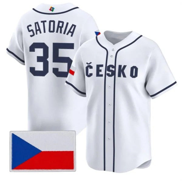 Czech Republic Baseball #35 Ondej Satoria White 2026 World Baseball Classic Stitched Baseball Jersey