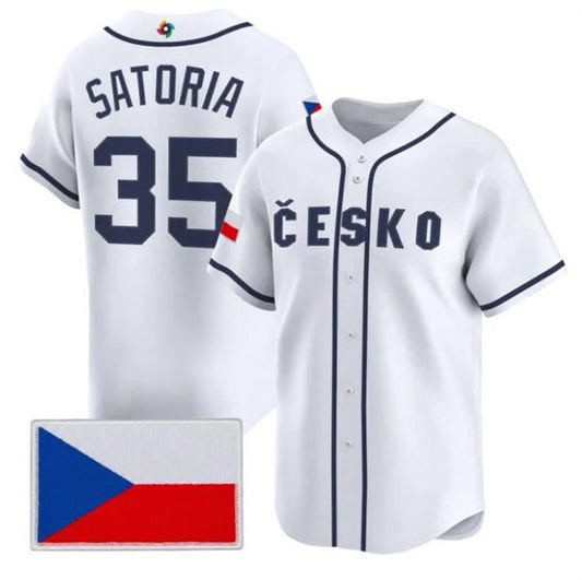Czech Republic Baseball #35 Ondej Satoria White 2026 World Baseball Classic Stitched Baseball Jersey