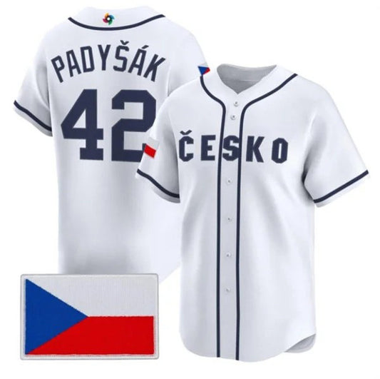 Czech Republic Baseball #42 Daniel Padyk White 2026 World Baseball Classic Stitched Baseball Jersey