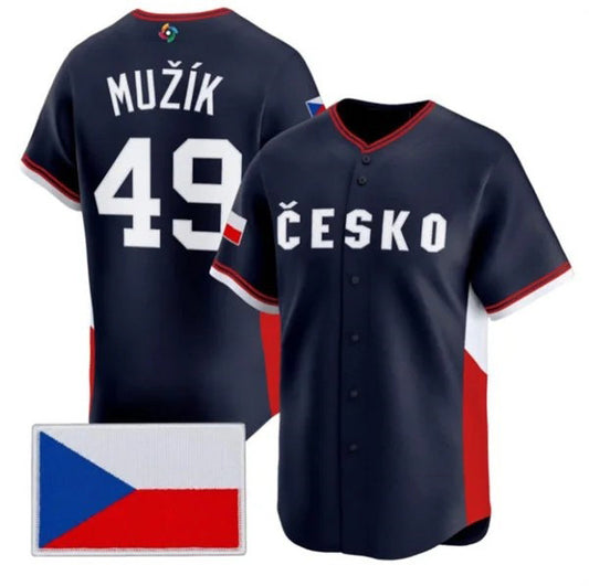 Czech Republic Baseball #49 Martin Muk Navy 2026 World Baseball Classic Stitched Baseball Jersey