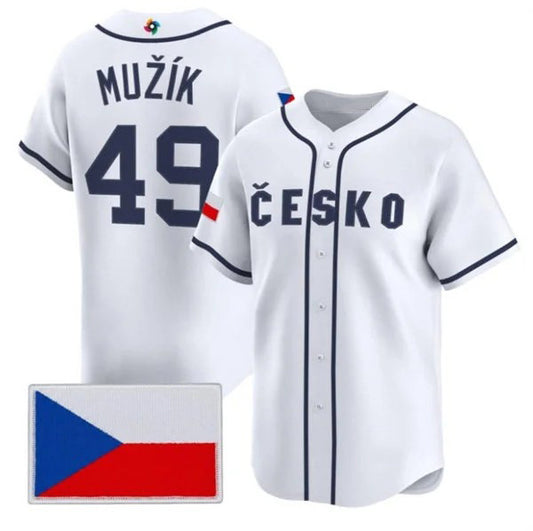 Czech Republic Baseball #49 Martin Muk White 2026 World Baseball Classic Stitched Baseball Jersey