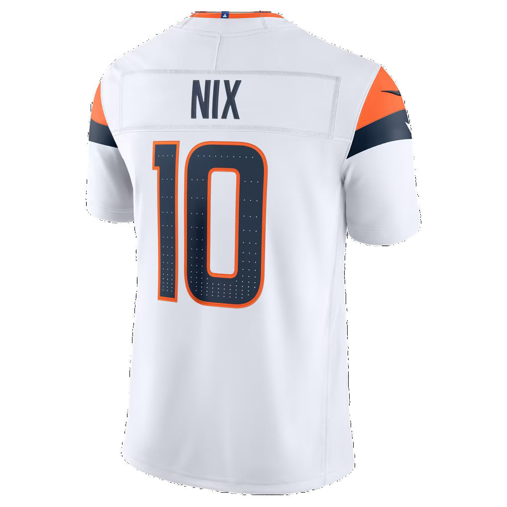 D.Broncos #10 Bo Nix White Vapor F.U.S.E. Stitched Limited Football Jersey