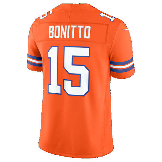 D.Broncos #15 Nik Bonitto Orange Alternate Mile High Collection 1977 Throwback Vapor F.U.S.E. Stitched Limited Football Jersey